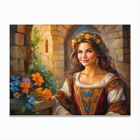 Lady In A Castle Canvas Print