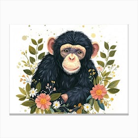 Little Floral Bonobo 3 Canvas Print