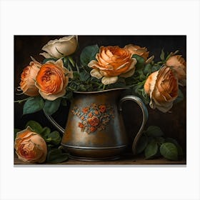 Roses In A Pitcher Canvas Print