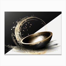 Gold And Black Bowl 3 Canvas Print