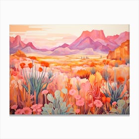 Landscape Desert And Cactus Painting 3 Canvas Print