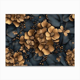 Floral Seamless Pattern With Vintage Hydrangea Flowers, Leaves, Fireflies 3 Canvas Print