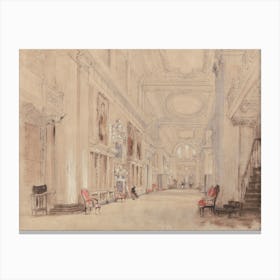 Long Library At Blenheim Palace, David Cox Canvas Print