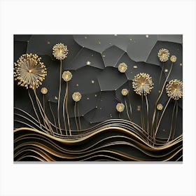 3d Modern With Golden Line And Square 1 Canvas Print