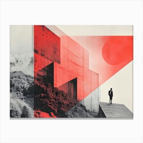 Abstract Painting Minimal Architecture Red Canvas Print