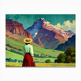 Woman Looking At Mountains 1 Canvas Print