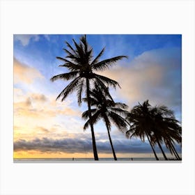 Sunset And Palm Trees At The Fort Lauderdale Beach Canvas Print