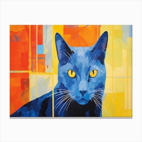 Diktorrr A Blue And Yellow Cat In A Orange Background In The St 0fa88d33 Fd1a 4965 9129 5ab3030e7d82 Topaz Enhance Canvas Print