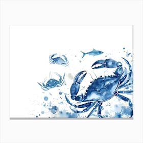 Watercolor Blue Crab 1 Canvas Print