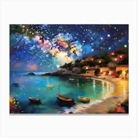 Starry Night At The Beach Canvas Print