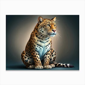 Majestic Leopard Sitting With A Focused Gaze Canvas Print