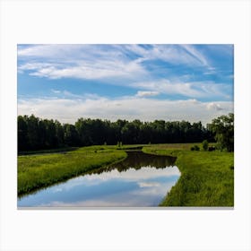 River In A Field Canvas Print