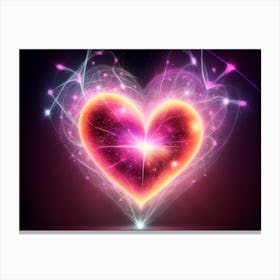 A Colorful Glowing Heart On A Dark Background Horizontal Composition 40 Canvas Print