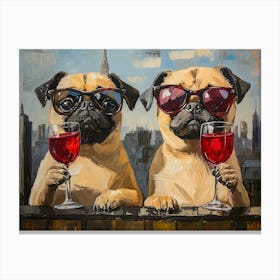 City Pugs 4 Canvas Print