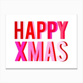 Happy Xmas Red and Pink Canvas Print
