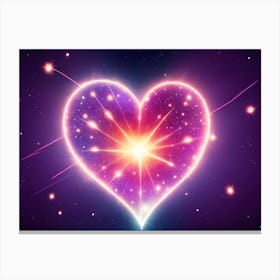 A Colorful Glowing Heart On A Dark Background Horizontal Composition 45 Canvas Print