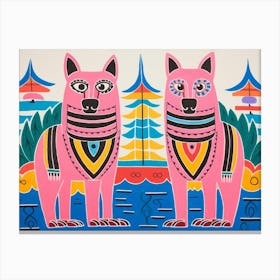 Wolf 3 Folk Style Animal Illustration Canvas Print