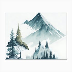 Mountain And Forest In Minimalist Watercolor Horizontal Composition 399 Canvas Print