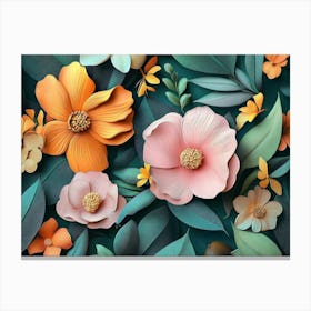 Paper Flowers Wallpaper Canvas Print