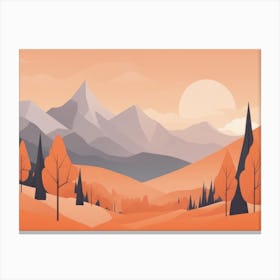 Misty mountains horizontal background in orange tone 130 Canvas Print