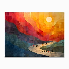 Sunset Walk, Cubism Canvas Print