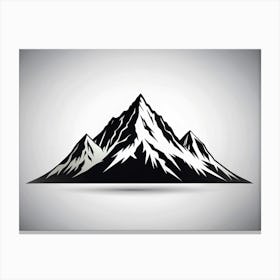 Black And White Mountain Silhouette Canvas Print