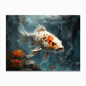 Koi Carp Chalk Style Canvas Print