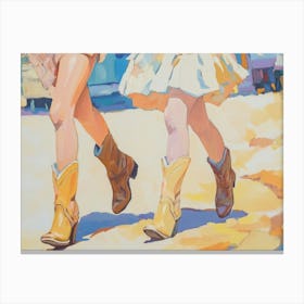 Two Girls In Cowboy Boots Canvas Print