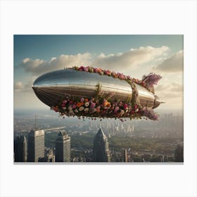 Default A Majestic Airship Adorned With Delicate Flowers And F 1 Canvas Print