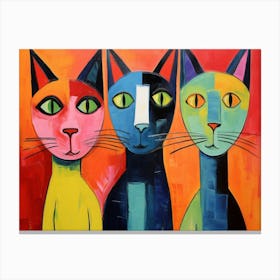 The Cats Acrylic Painting In The Style Of Chromat 2 Canvas Print