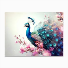 Peacock Abstract Painting 1 Canvas Print