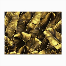 Golden Seamless Pattern With Shiny Banana Leaves 1 Canvas Print