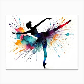 Silhouette of ballerina ballet dance - Watercolor painting #1 Canvas Print