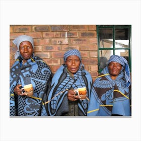 Three Women Holding Cups Of Coffee Canvas Print