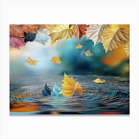 Autumn Leaves on the Water 3d Canvas Print