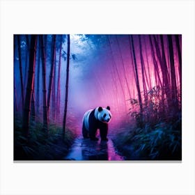 Twilight Engulfed Bamboo Forest Casting A Diffuse Glow Enveloping A Panda In Deep Purples Twilight Canvas Print