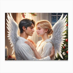 Angel Couple Christmas Canvas Print