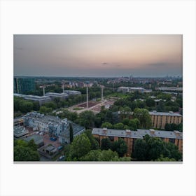 Sunset City Skyline Cityscape Milano, San Donato Canvas Print