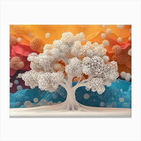 3d Oak Showcasing An Ethereal Tree With White Lattice And A Vibrant 1 Canvas Print