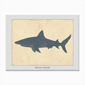 Nurse Shark Grey Silhouette 5 Poster Canvas Print