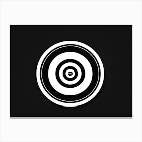 A White Logotype Centered On A Black Dartboard Depicting A Game Of Bullseye Symbolizing Achievement (6) Canvas Print