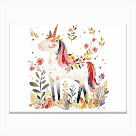 Little Floral Unicorn Canvas Print
