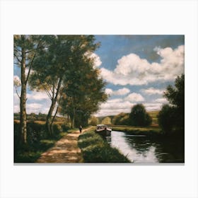 Boat On The Canal Canvas Print