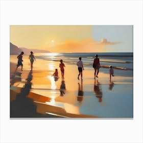 Family On The Beach 2 Canvas Print