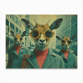 Absurd Bestiary: From Minimalism to Political Satire.Deer In The City 1 Canvas Print
