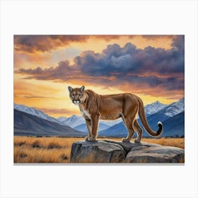 The Prairie’s Quiet Majesty Cougar Canvas Print