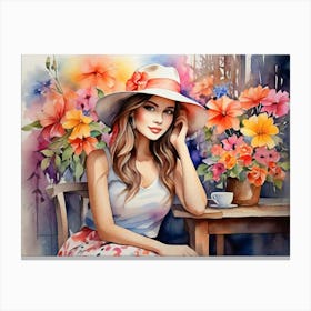 Girl Among Flowers 4 Canvas Print
