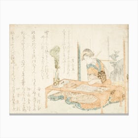 Woman Reading At A Table, Katsushika Hokusai Canvas Print