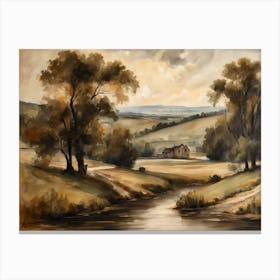 Antique Rustic Muted Landscape Painting (3) Canvas Print