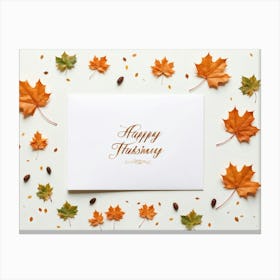 An Autumnal Thanksgiving Holiday Greeting Card In A Handwritten Calligraphy Design Vectorial Print (1) Canvas Print